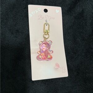 Pink Iridescent Bear Keychain